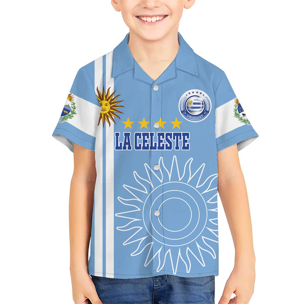 Custom Uruguay Football Kid Hawaiian Shirt Sun of May The Sky Blue - Wonder Print Shop