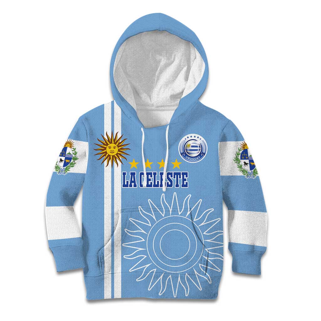 Custom Uruguay Football Kid Hoodie Sun of May The Sky Blue - Wonder Print Shop