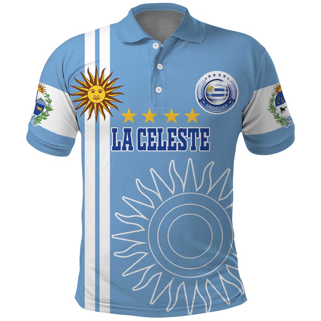 Custom Uruguay Football Polo Shirt Sun of May The Sky Blue - Wonder Print Shop