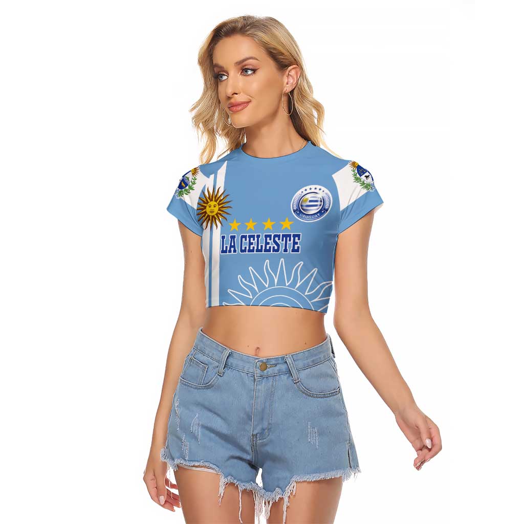 Custom Uruguay Football Raglan Cropped T Shirt Sun of May The Sky Blue - Wonder Print Shop