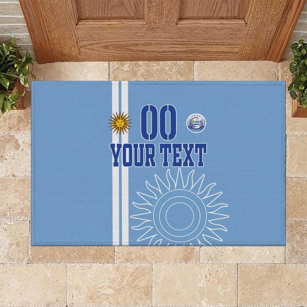 Custom Uruguay Football Rubber Doormat Sun of May The Sky Blue - Wonder Print Shop