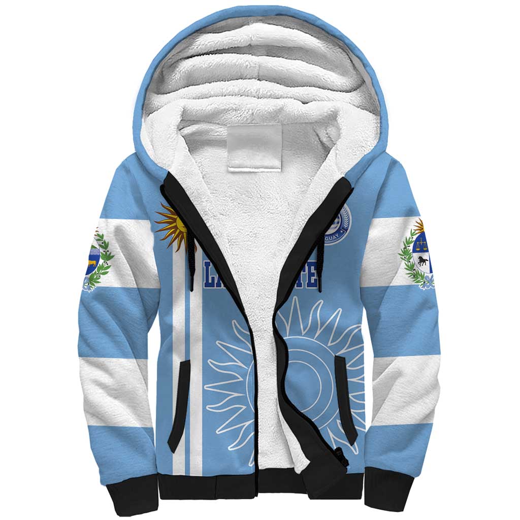 Custom Uruguay Football Sherpa Hoodie Sun of May The Sky Blue - Wonder Print Shop