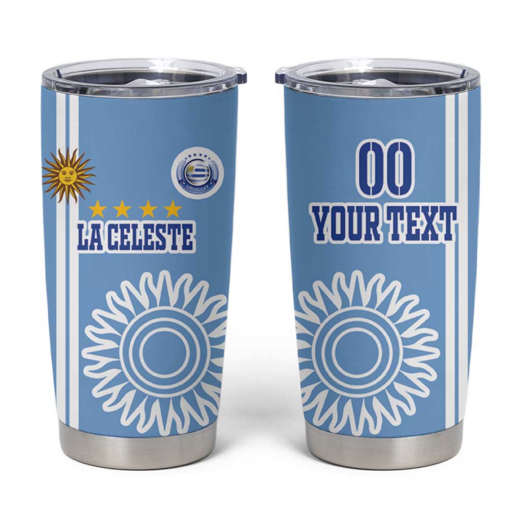 Custom Uruguay Football Tumbler Cup Sun of May The Sky Blue - Wonder Print Shop