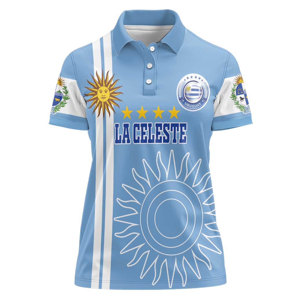 Custom Uruguay Football Women Polo Shirt Sun of May The Sky Blue - Wonder Print Shop