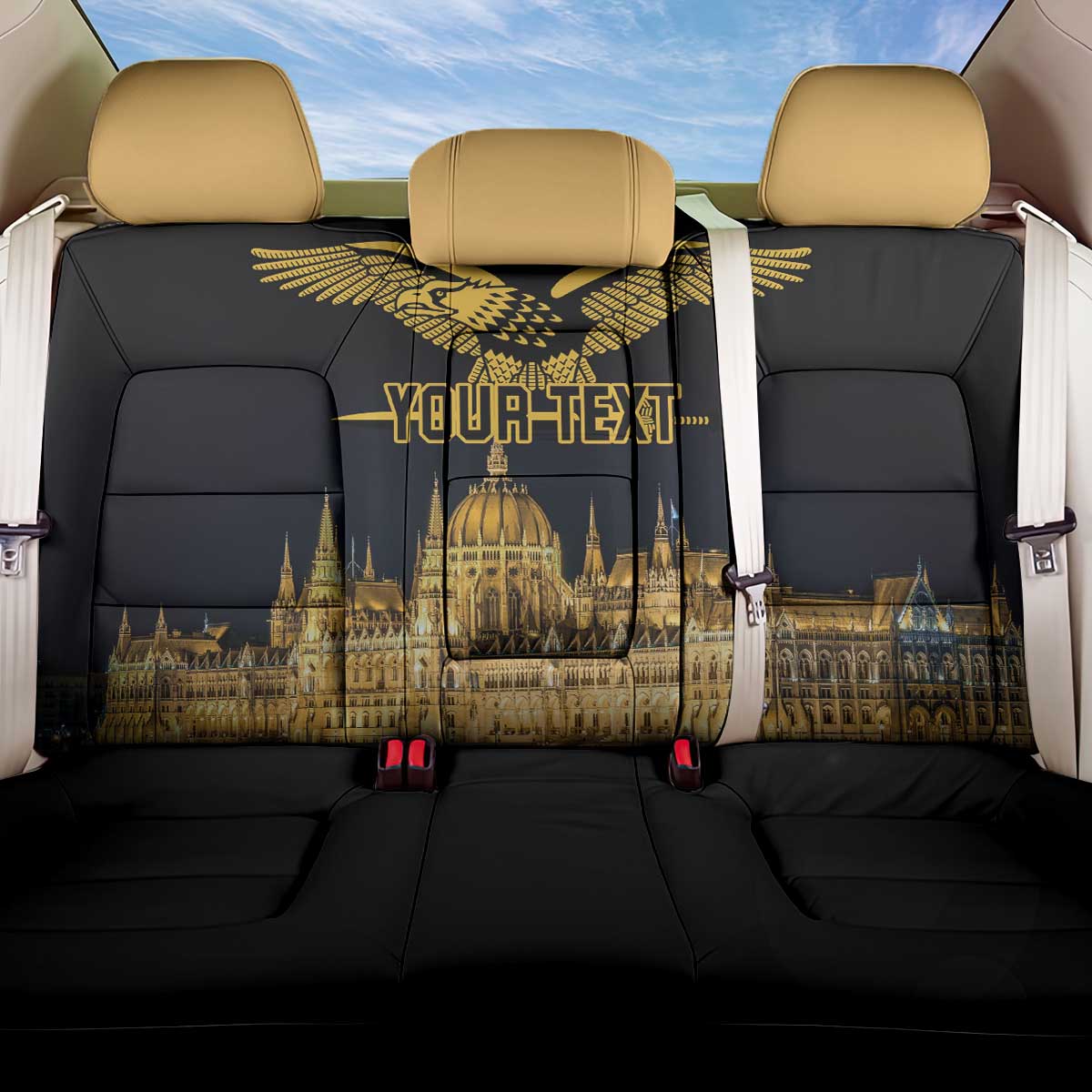 Personalized Hungary Budapest Capital Back Car Seat Cover Hungarian Turul Bird - Wonder Print Shop