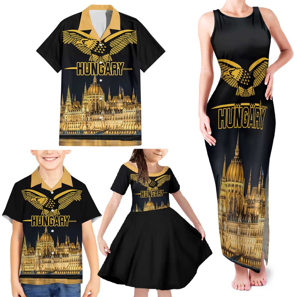 Personalized Hungary Budapest Capital Family Matching Tank Maxi Dress and Hawaiian Shirt Hungarian Turul Bird - Wonder Print Shop