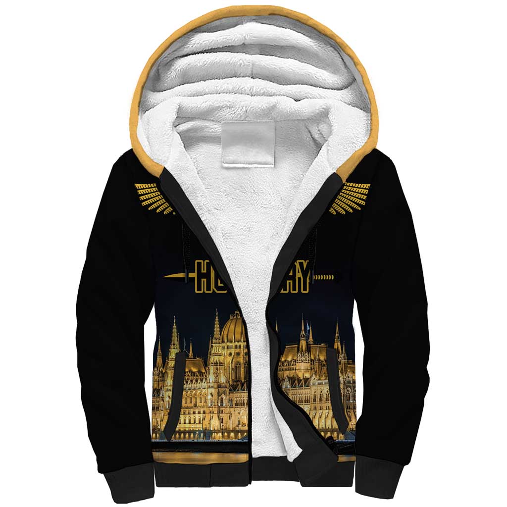 Personalized Hungary Budapest Capital Sherpa Hoodie Hungarian Turul Bird - Wonder Print Shop