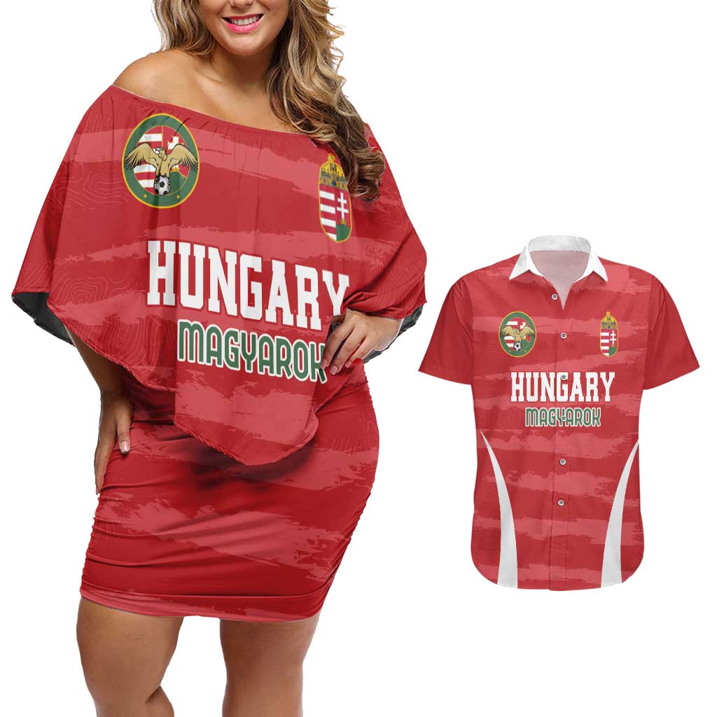 Custom Hungary Football Couples Matching Off Shoulder Short Dress and Hawaiian Shirt Magyarok Classic Football - Wonder Print Shop