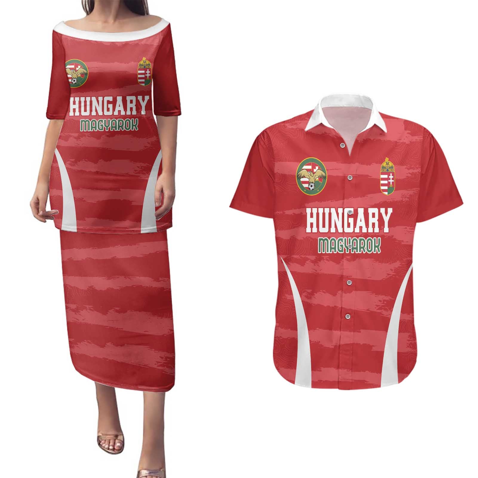 Custom Hungary Football Couples Matching Puletasi and Hawaiian Shirt Magyarok Classic Football - Wonder Print Shop