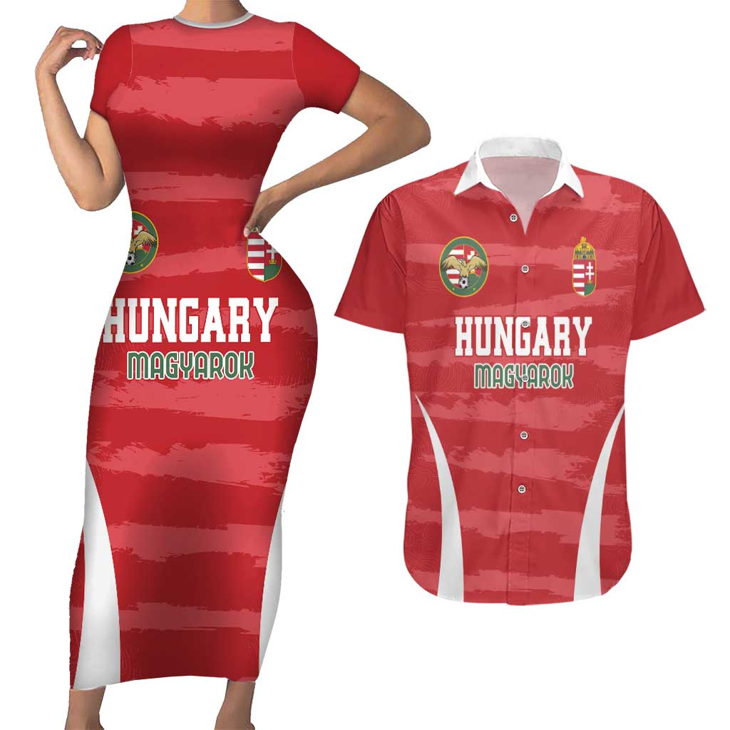 Custom Hungary Football Couples Matching Short Sleeve Bodycon Dress and Hawaiian Shirt Magyarok Classic Football - Wonder Print Shop