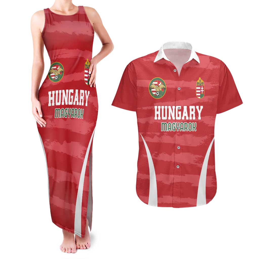 Custom Hungary Football Couples Matching Tank Maxi Dress and Hawaiian Shirt Magyarok Classic Football - Wonder Print Shop