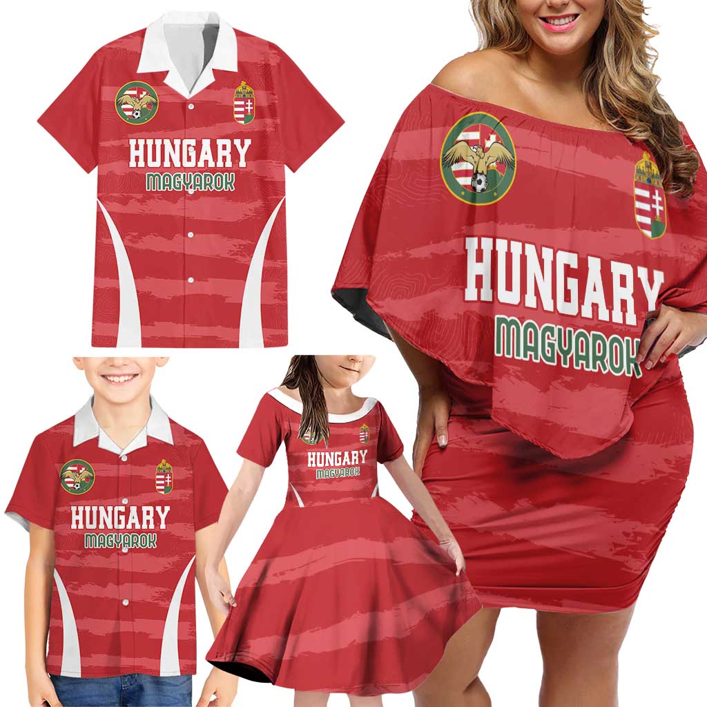 Custom Hungary Football Family Matching Off Shoulder Short Dress and Hawaiian Shirt Magyarok Classic Football - Wonder Print Shop