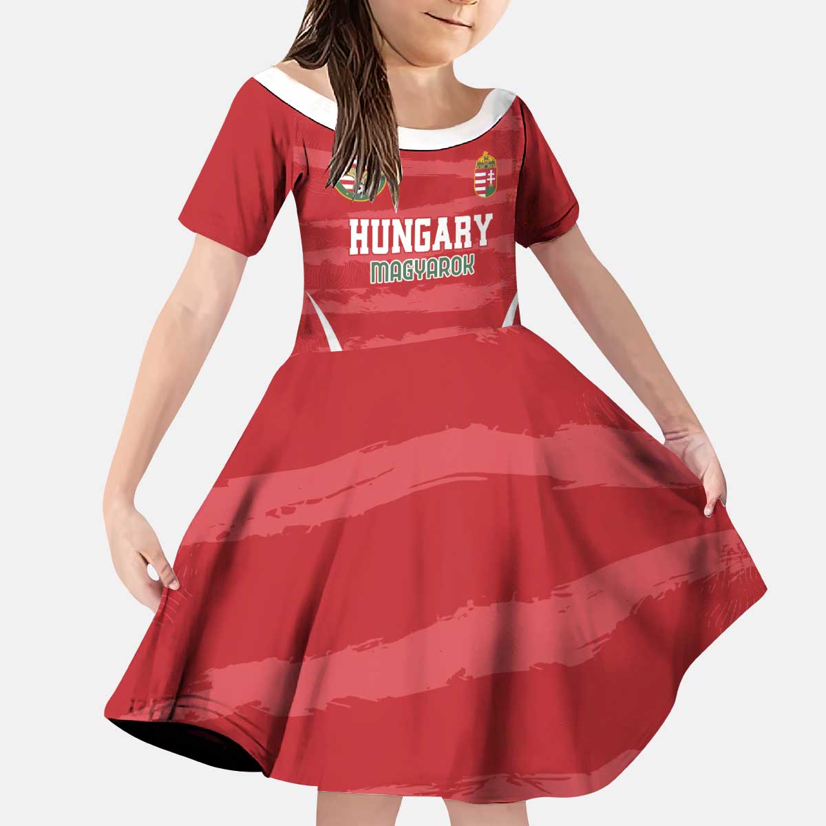 Custom Hungary Football Kid Short Sleeve Dress Magyarok Classic Football - Wonder Print Shop