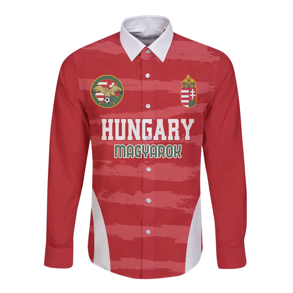 Custom Hungary Football Long Sleeve Button Shirt Magyarok Classic Football - Wonder Print Shop