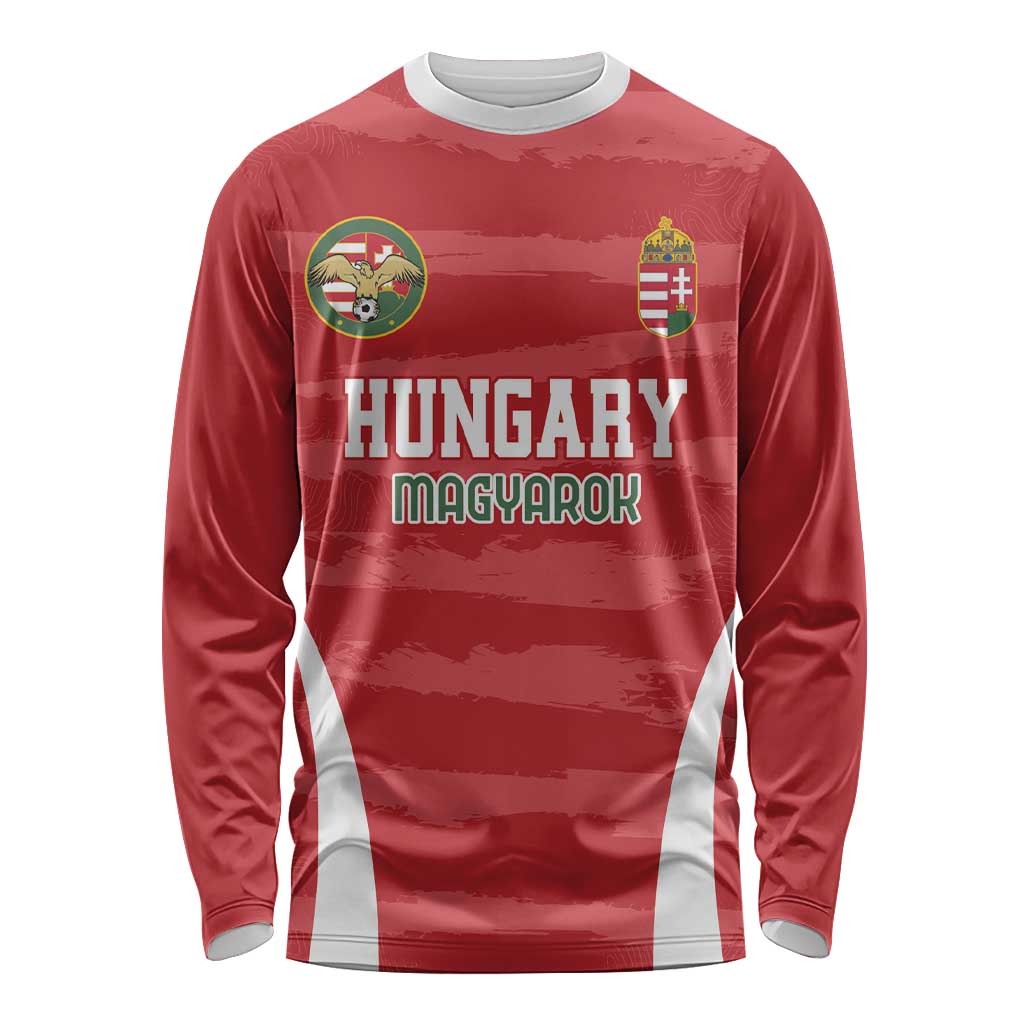 Custom Hungary Football Long Sleeve Shirt Magyarok Classic Football - Wonder Print Shop