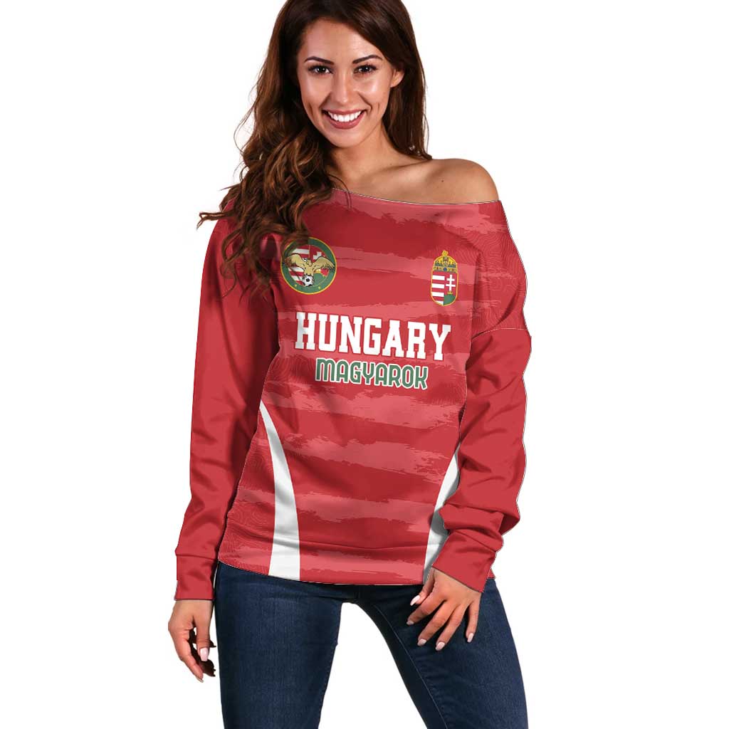 Custom Hungary Football Off Shoulder Sweater Magyarok Classic Football LT18