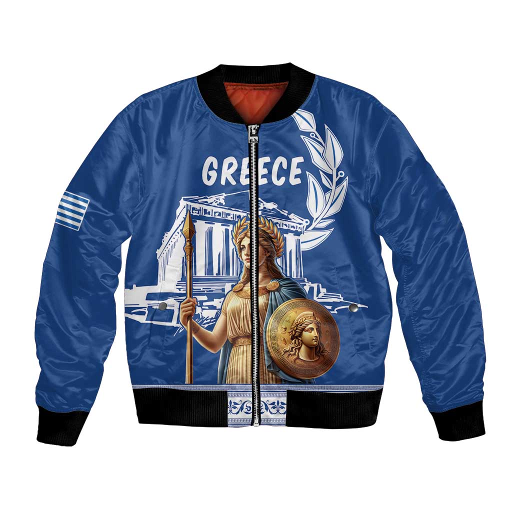 Personalized Greece Athena Goddess Bomber Jacket Parthenon Greek Key Patterns