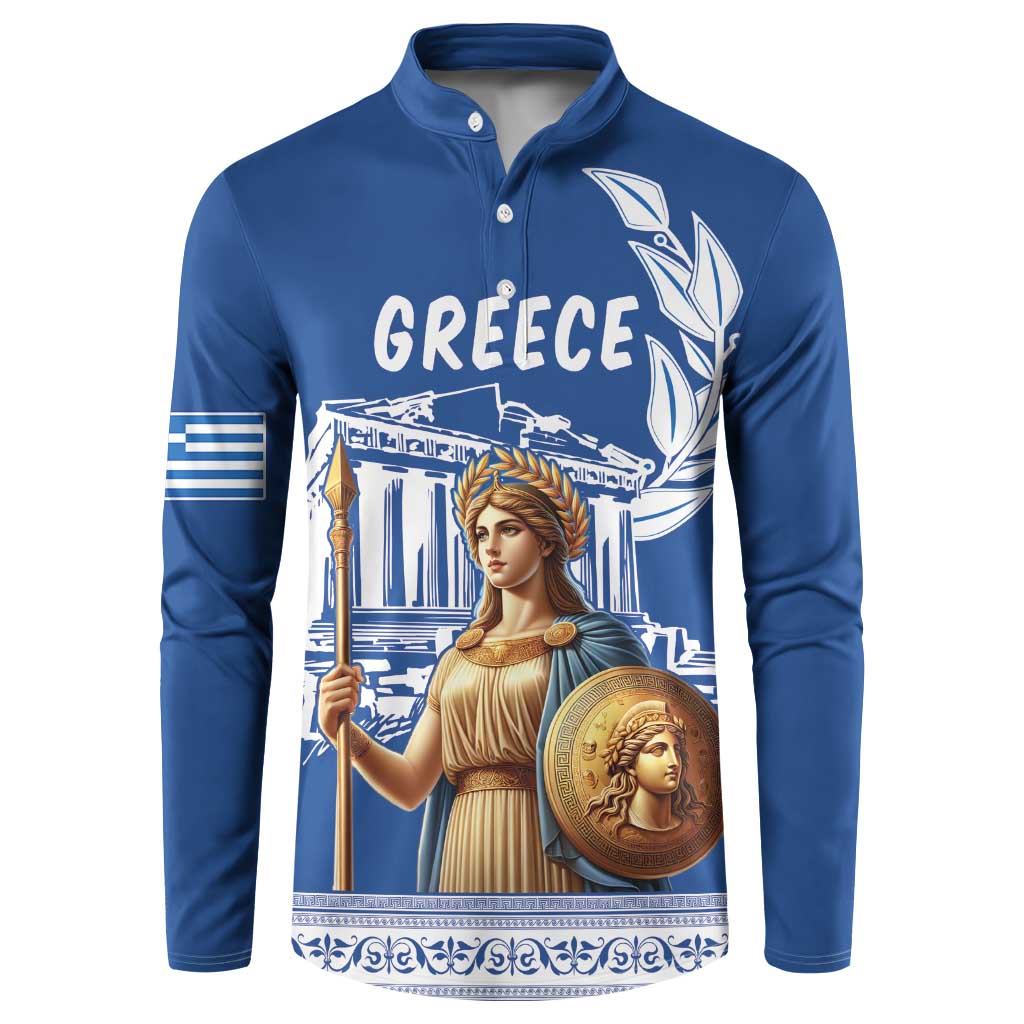 Personalized Greece Athena Goddess Button Sweatshirt Parthenon Greek Key Patterns