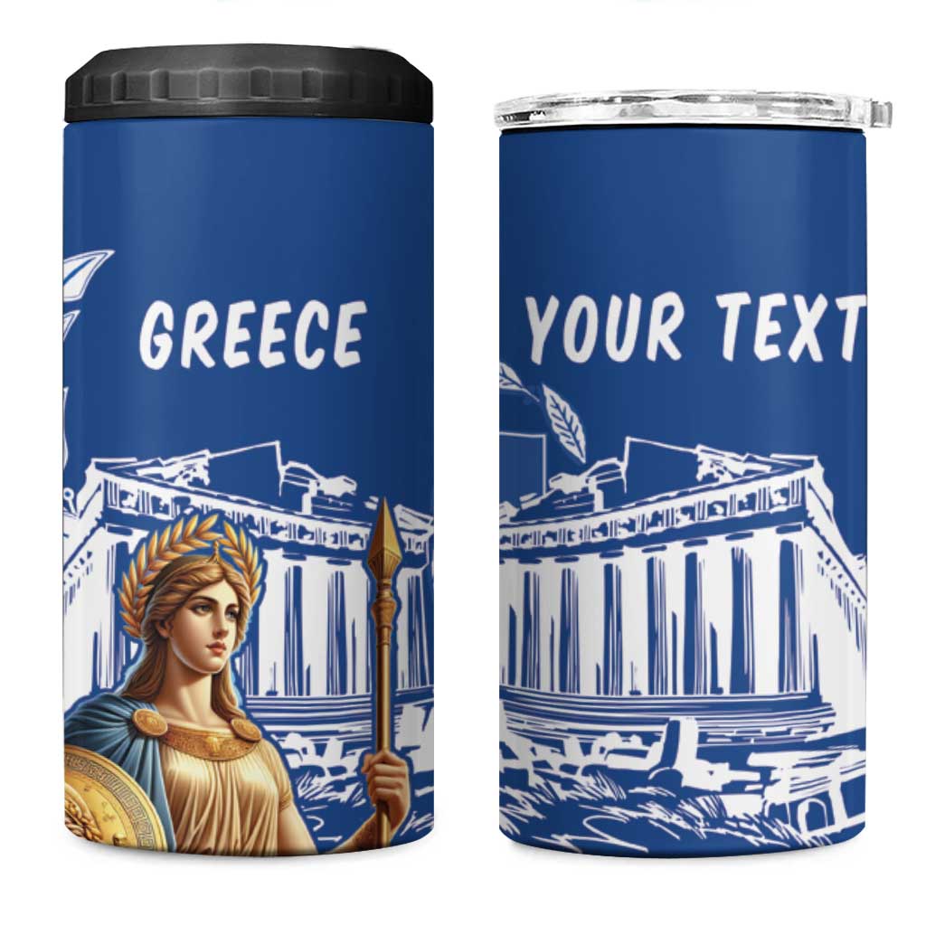 Personalized Greece Athena Goddess 4 in 1 Can Cooler Tumbler Parthenon Greek Key Patterns