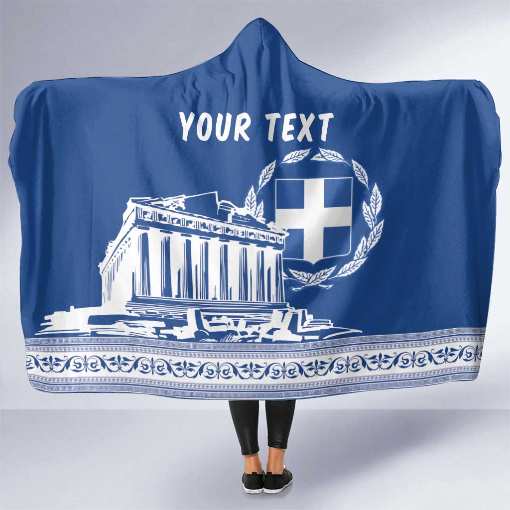 Personalized Greece Athena Goddess Hooded Blanket Parthenon Greek Key Patterns