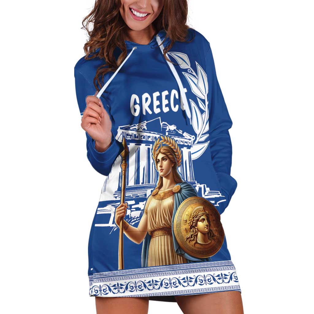 Personalized Greece Athena Goddess Hoodie Dress Parthenon Greek Key Patterns