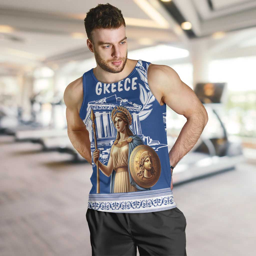 Personalized Greece Athena Goddess Men Tank Top Parthenon Greek Key Patterns