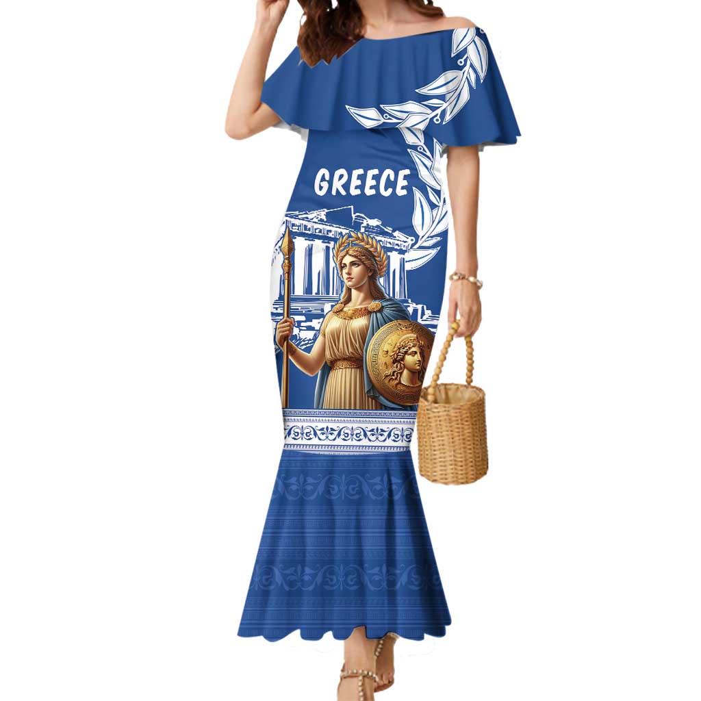 Personalized Greece Athena Goddess Mermaid Dress Parthenon Greek Key Patterns