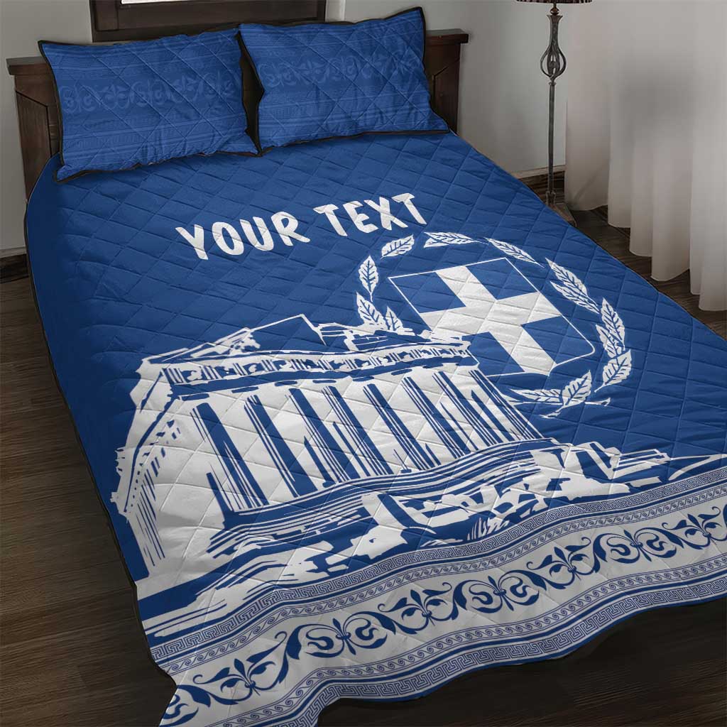 Personalized Greece Athena Goddess Quilt Bed Set Parthenon Greek Key Patterns