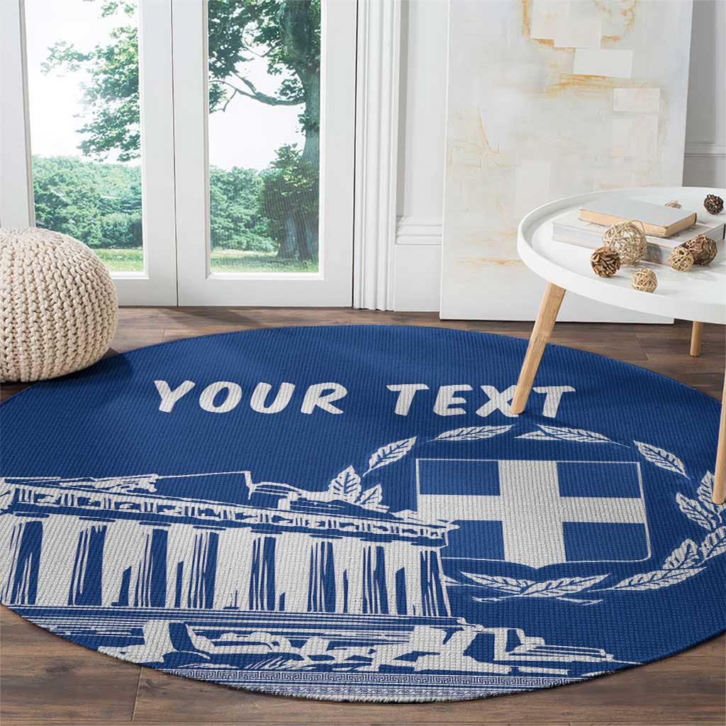 Personalized Greece Athena Goddess Round Carpet Parthenon Greek Key Patterns