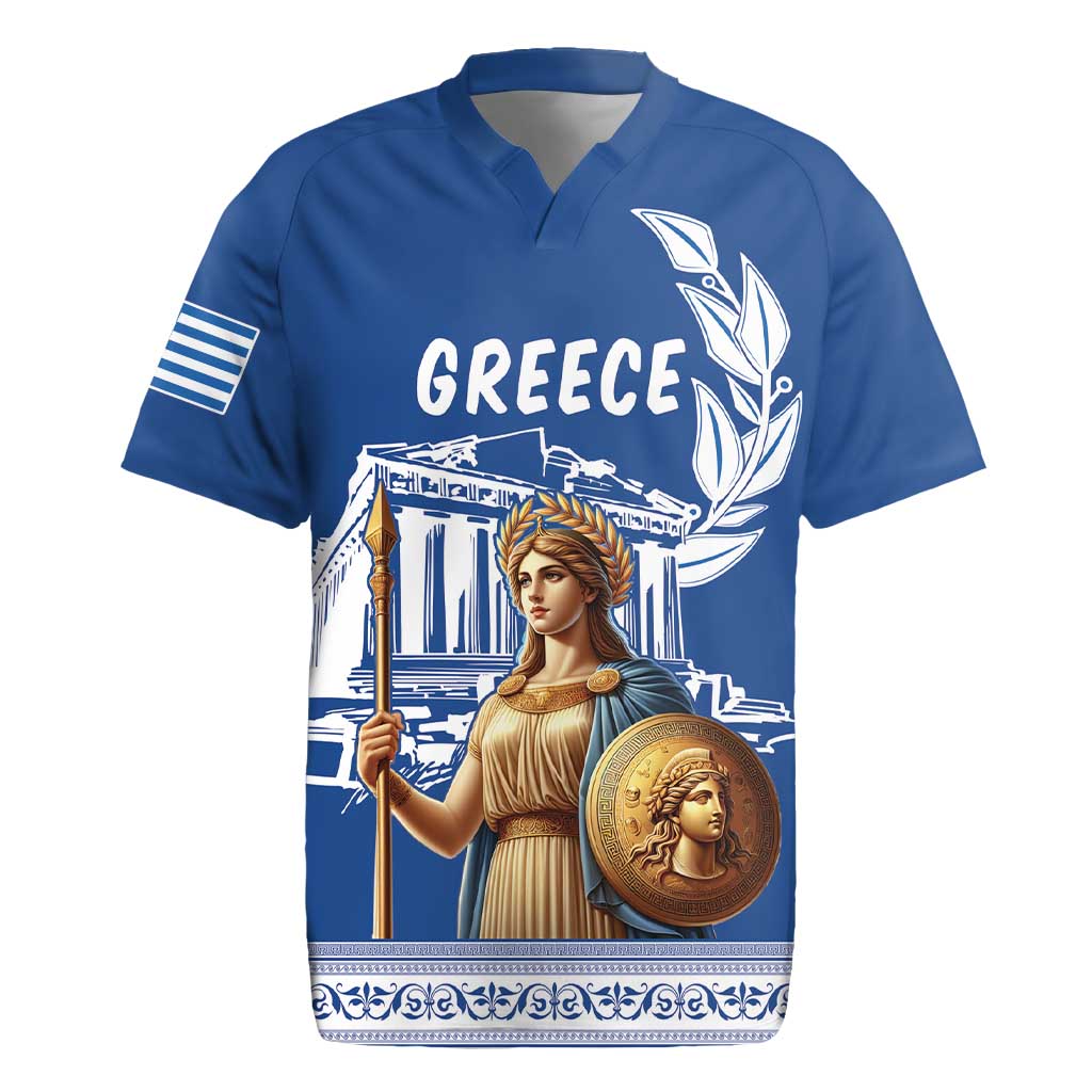 Personalized Greece Athena Goddess Rugby Jersey Parthenon Greek Key Patterns