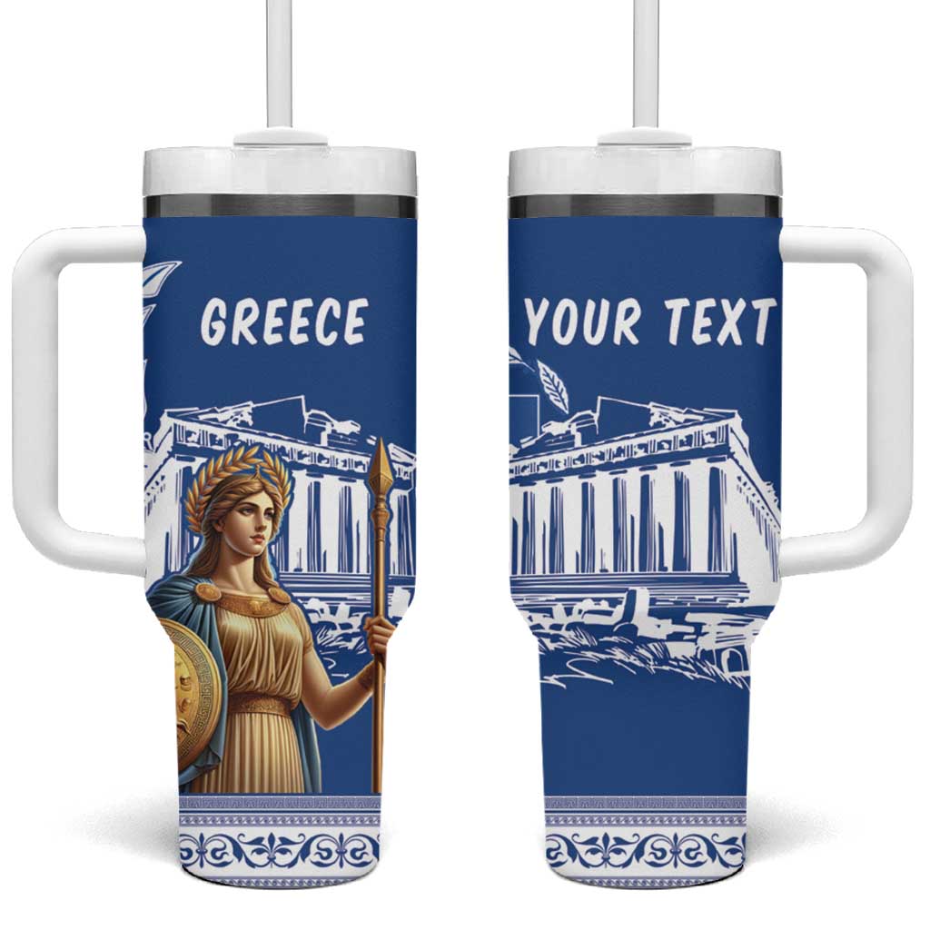 Personalized Greece Athena Goddess Tumbler With Handle Parthenon Greek Key Patterns