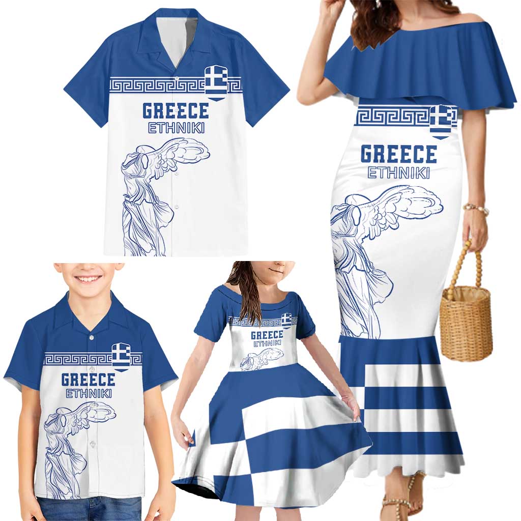 Custom Greece Football Family Matching Mermaid Dress and Hawaiian Shirt Go Champions Ethniki LT18