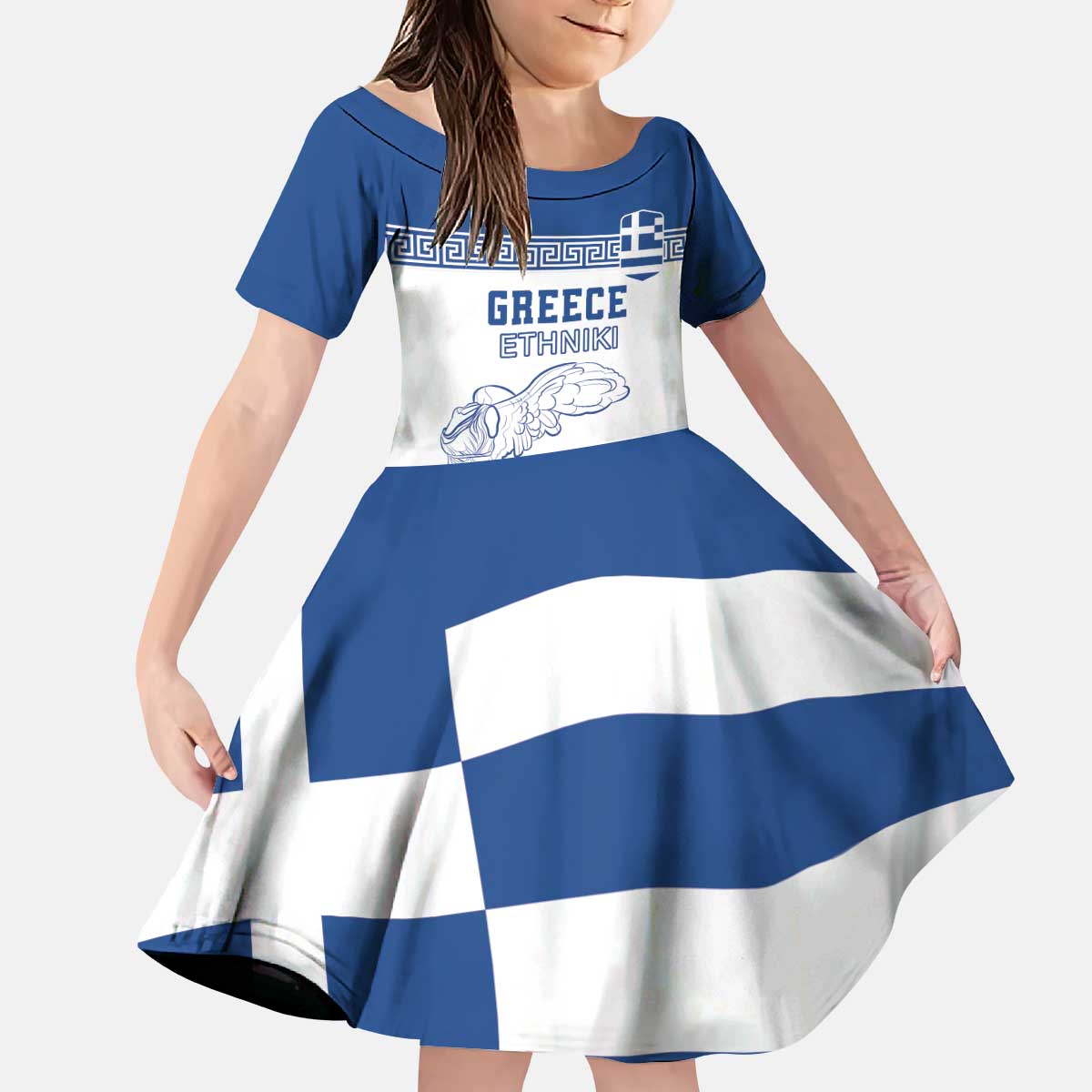 Custom Greece Football Kid Short Sleeve Dress Go Champions Ethniki LT18