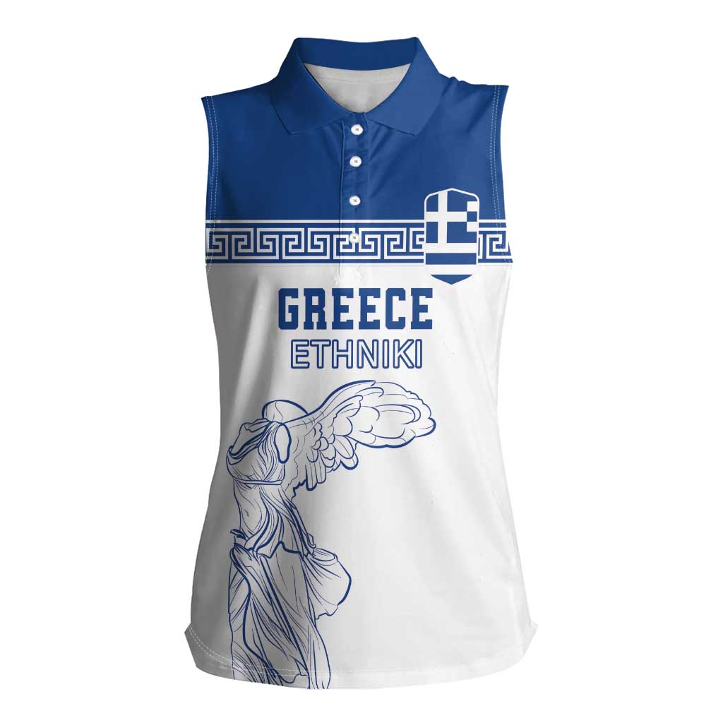 Custom Greece Football Women Sleeveless Polo Shirt Go Champions Ethniki LT18