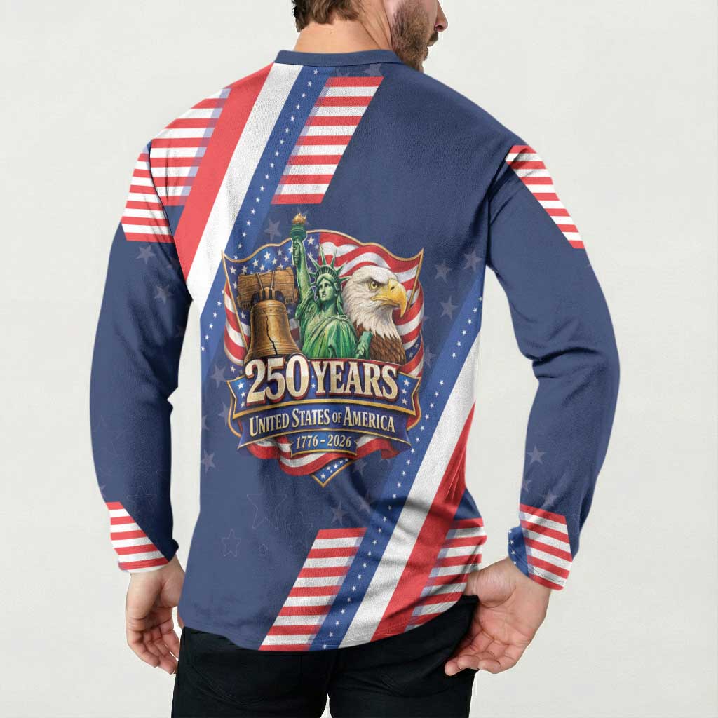 America 250th Anniversary Button Sweatshirt USA 1776-2026 Patriotic Eagle