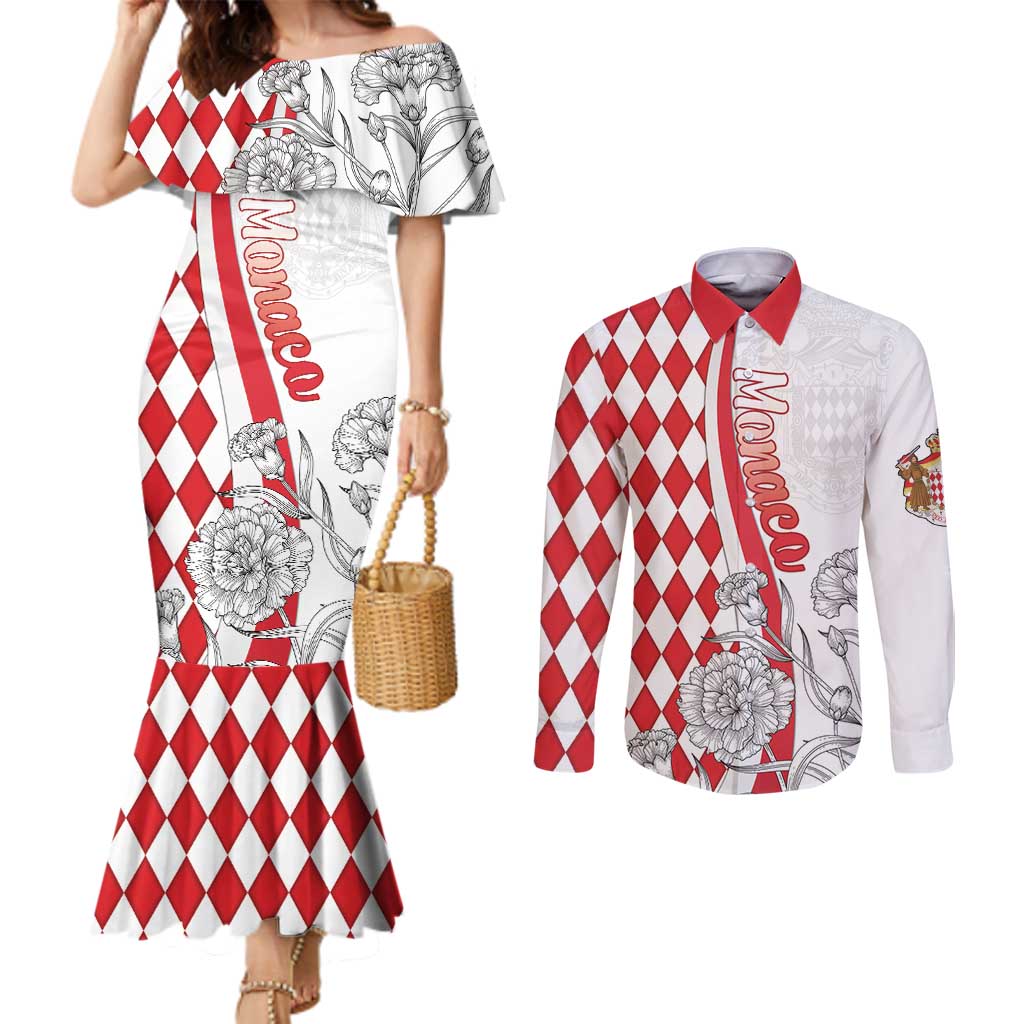 Monaco Deo Juvante Couples Matching Mermaid Dress and Long Sleeve Button Shirt Lozenge Flag Style