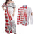 Monaco Deo Juvante Couples Matching Off Shoulder Maxi Dress and Long Sleeve Button Shirt Lozenge Flag Style