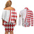 Monaco Deo Juvante Couples Matching Off Shoulder Short Dress and Long Sleeve Button Shirt Lozenge Flag Style