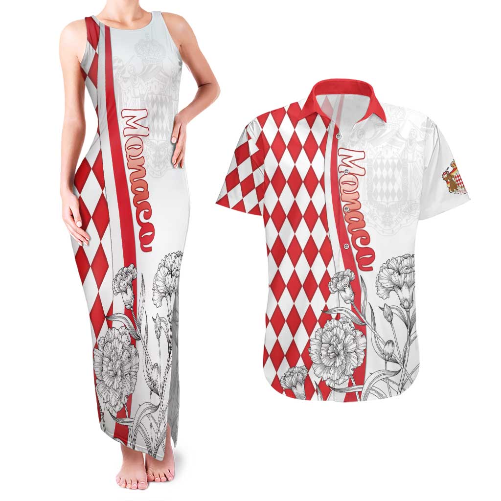 Monaco Deo Juvante Couples Matching Tank Maxi Dress and Hawaiian Shirt Lozenge Flag Style