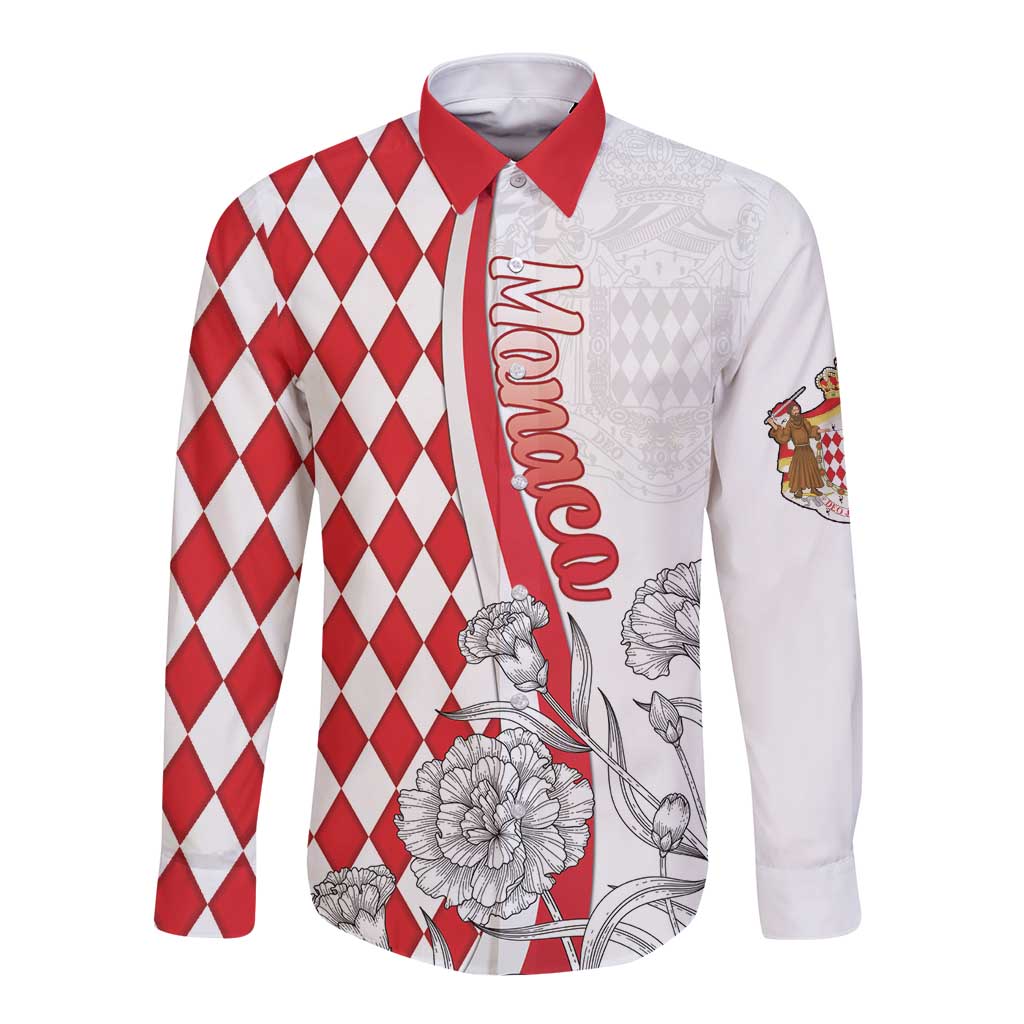 Monaco Deo Juvante Long Sleeve Button Shirt Lozenge Flag Style