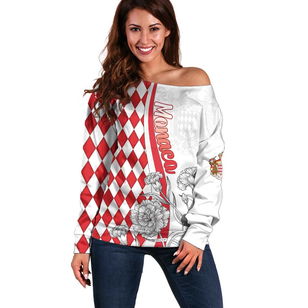 Monaco Deo Juvante Off Shoulder Sweater Lozenge Flag Style