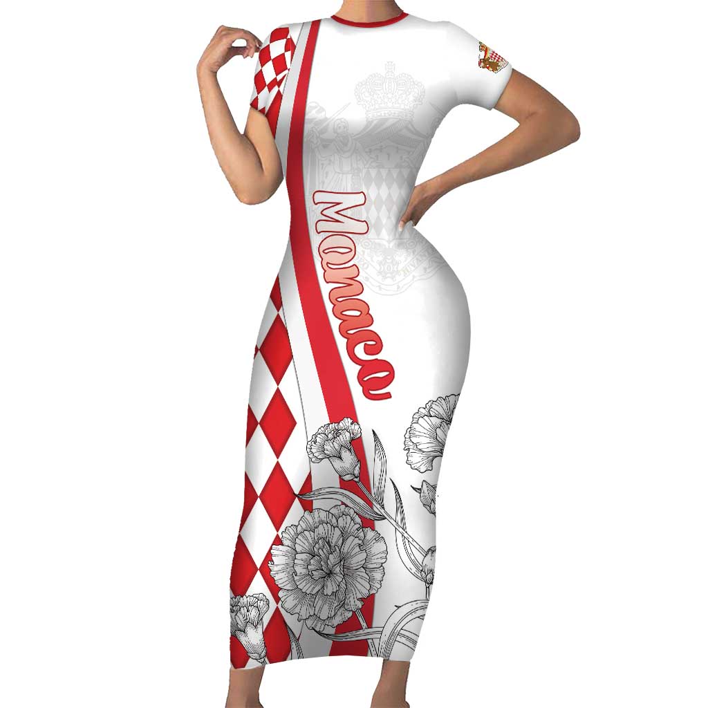 Monaco Deo Juvante Short Sleeve Bodycon Dress Lozenge Flag Style