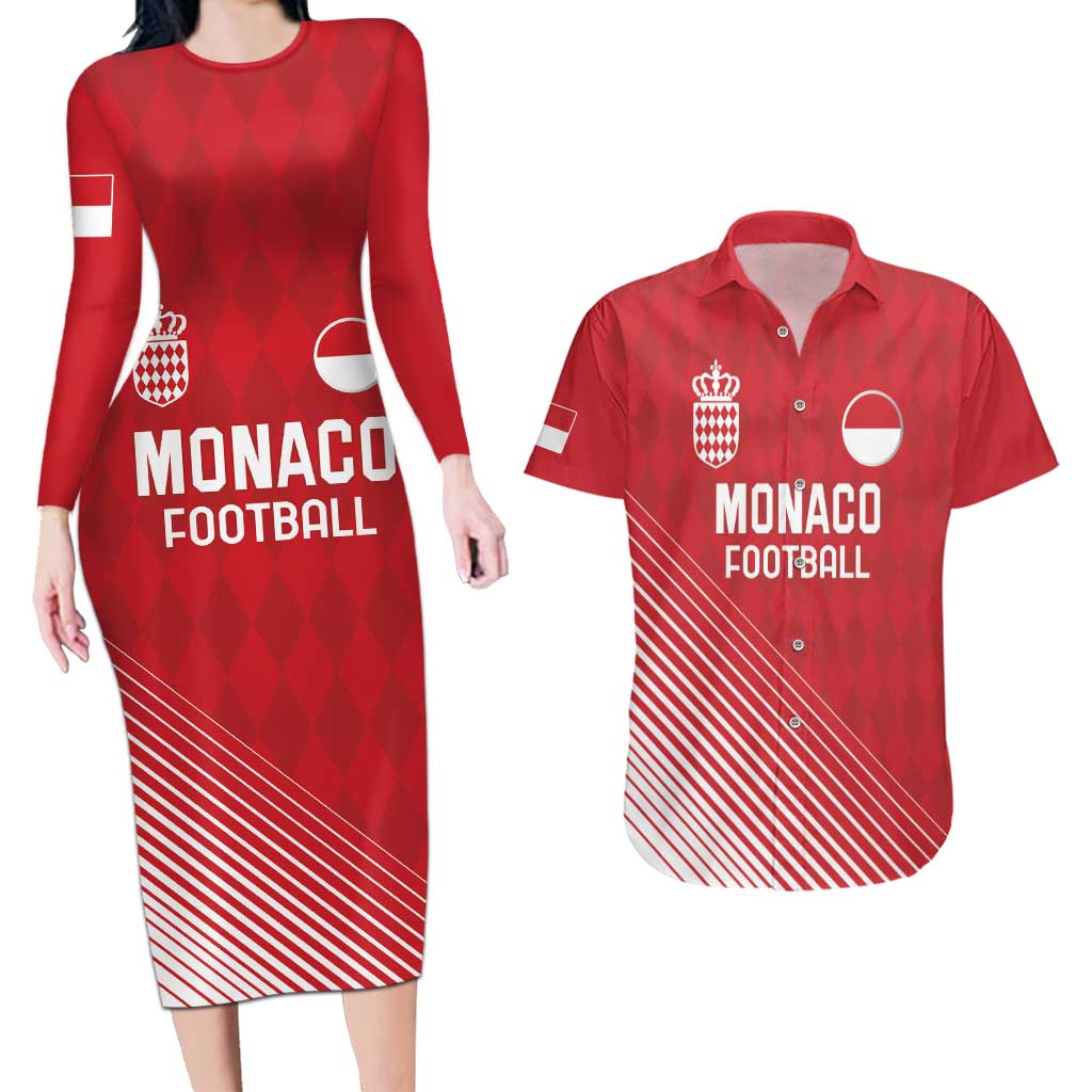 Custom Monaco Football Couples Matching Long Sleeve Bodycon Dress and Hawaiian Shirt Go Champion 2025