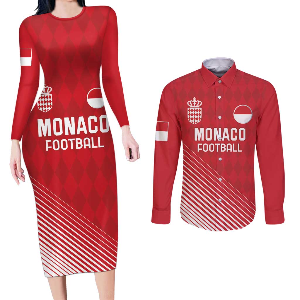 Custom Monaco Football Couples Matching Long Sleeve Bodycon Dress and Long Sleeve Button Shirt Go Champion 2025