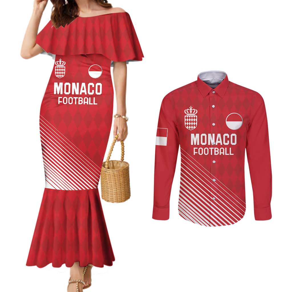 Custom Monaco Football Couples Matching Mermaid Dress and Long Sleeve Button Shirt Go Champion 2025