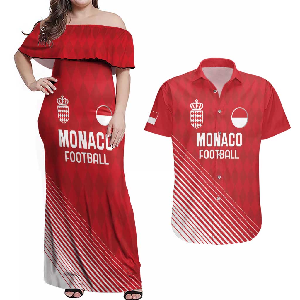 Custom Monaco Football Couples Matching Off Shoulder Maxi Dress and Hawaiian Shirt Go Champion 2025