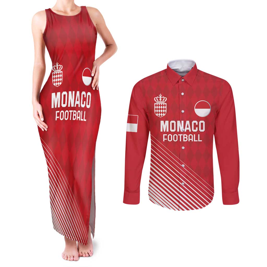 Custom Monaco Football Couples Matching Tank Maxi Dress and Long Sleeve Button Shirt Go Champion 2025