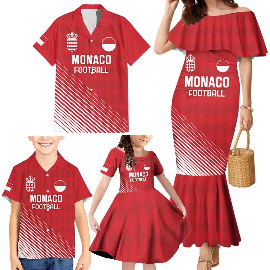 Custom Monaco Football Family Matching Mermaid Dress and Hawaiian Shirt Go Champion 2025