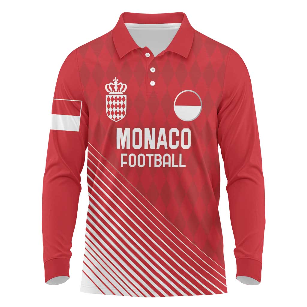 Custom Monaco Football Long Sleeve Polo Shirt Go Champion 2025