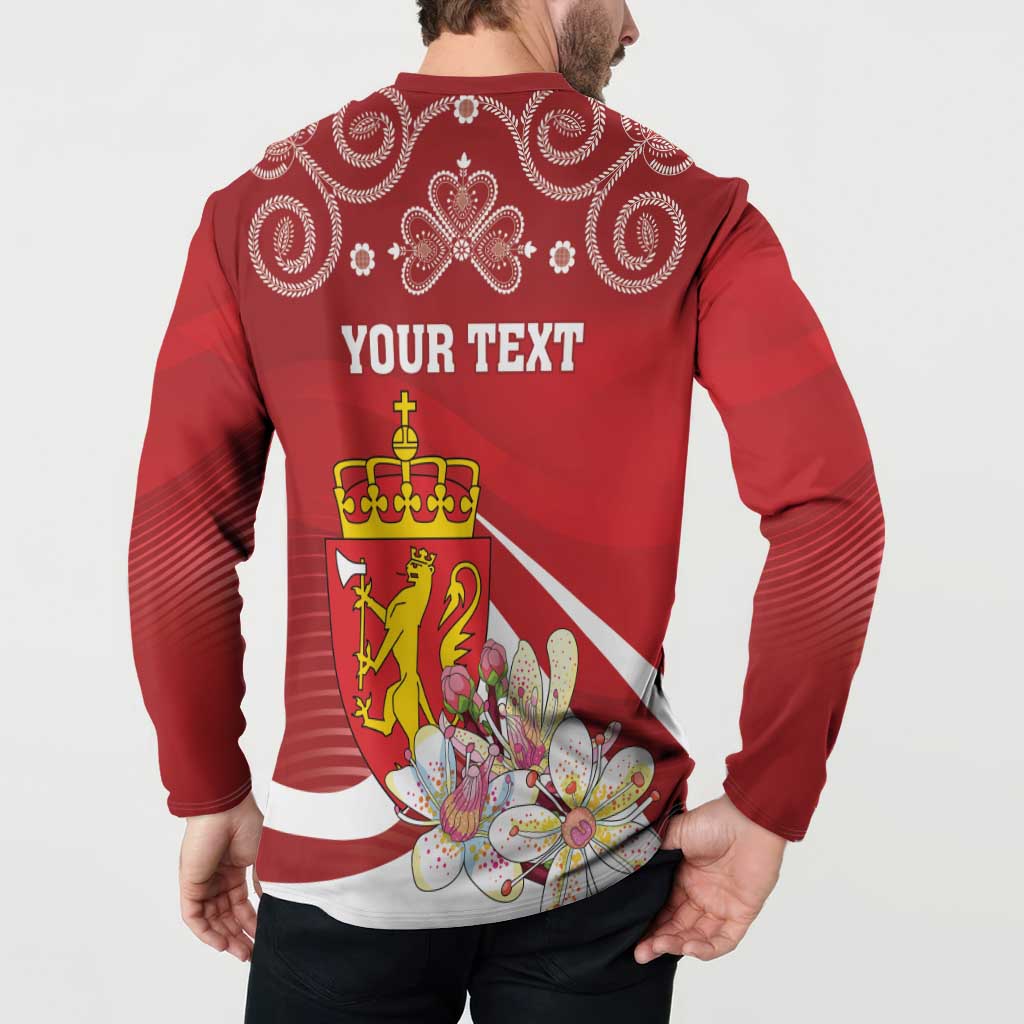 Personalized Norway Constitution Day Button Sweatshirt Norwegian Lion Pyramidal Saxifrage